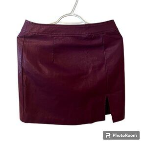 Nasty Gal Collection Faux Leather Split Leg Mini Shirt, Berry/US2